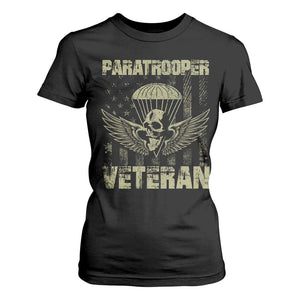 Paratrooper Veteran T Shirt For Women Airborne Military Vintage American Flag TS11 Black Print Your Wear