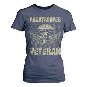 Paratrooper Veteran T Shirt For Women Airborne Military Vintage American Flag TS11 Navy Print Your Wear