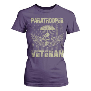 Paratrooper Veteran T Shirt For Women Airborne Military Vintage American Flag TS11 Purple Print Your Wear