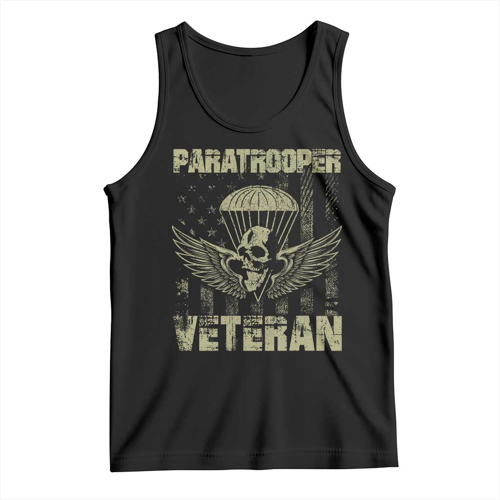 Paratrooper Veteran Tank Top Airborne Military Vintage American Flag TS11 Black Print Your Wear