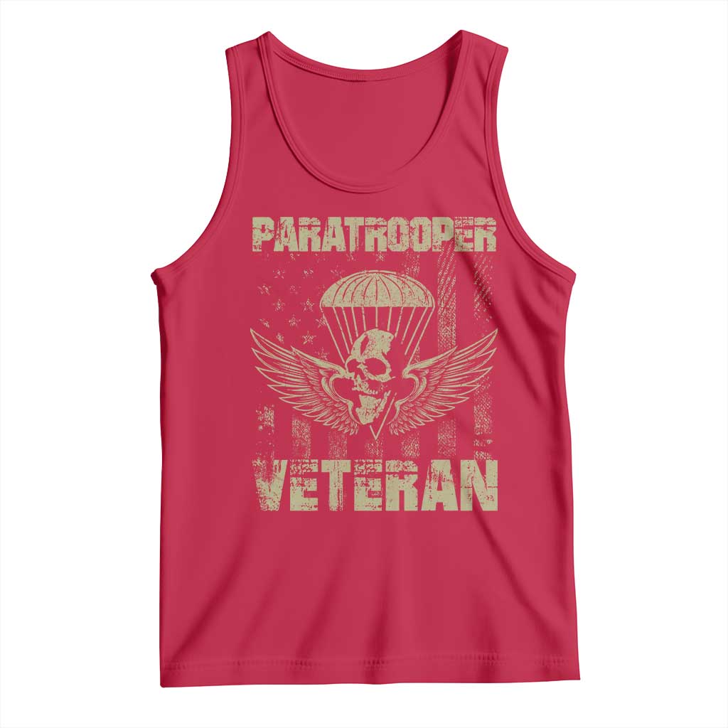 Paratrooper Veteran Tank Top Airborne Military Vintage American Flag TS11 Red Print Your Wear