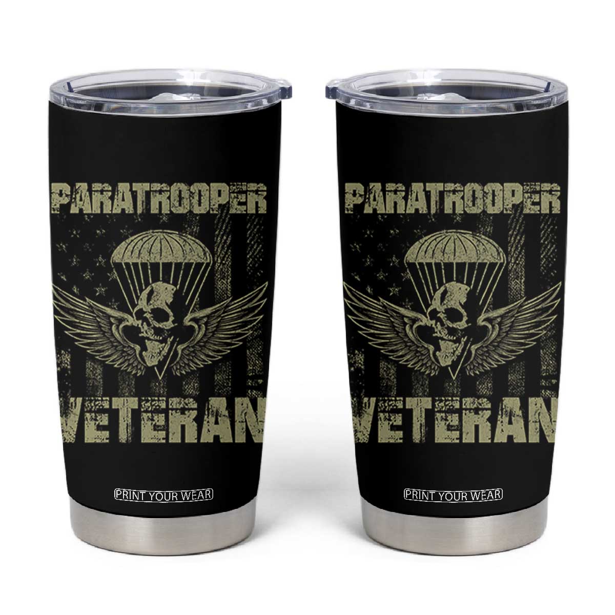 Paratrooper Veteran Tumbler Cup Airborne Military Vintage American Flag TS11 Black Print Your Wear