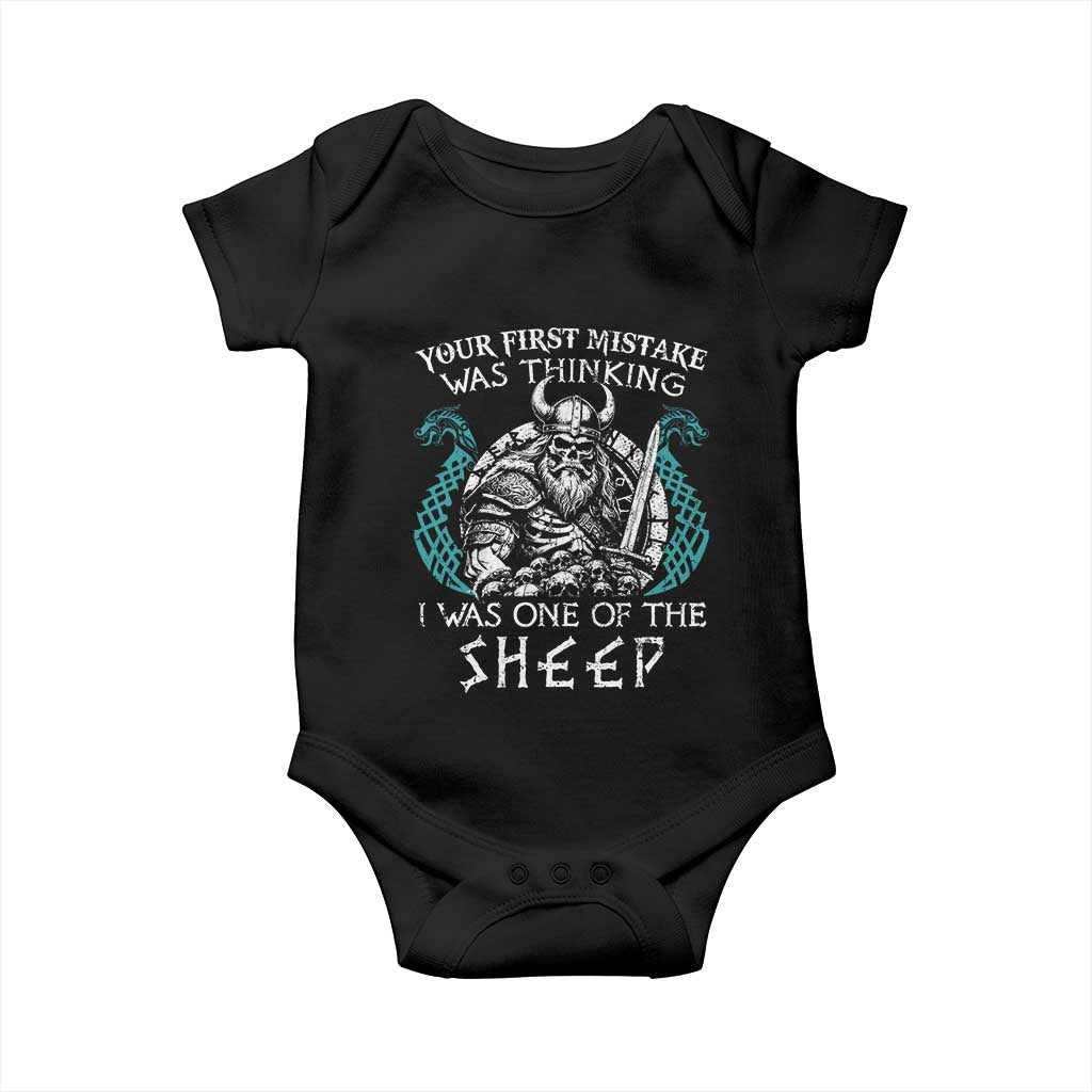 Viking Your First Mistake Was Thinking I Was One Of The Sheep Baby Onesie Viking Warrior TS11 Black Print Your Wear