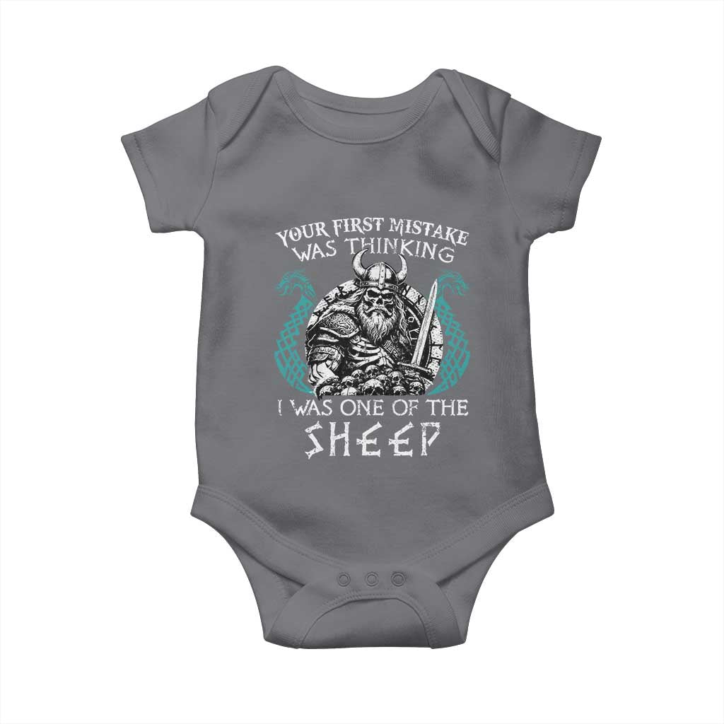 Viking Your First Mistake Was Thinking I Was One Of The Sheep Baby Onesie Viking Warrior TS11 Charcoal Print Your Wear