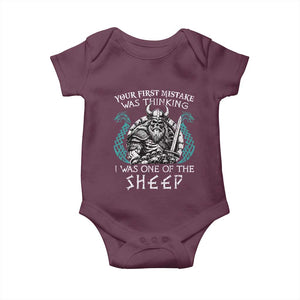 Viking Your First Mistake Was Thinking I Was One Of The Sheep Baby Onesie Viking Warrior TS11 Maroon Print Your Wear
