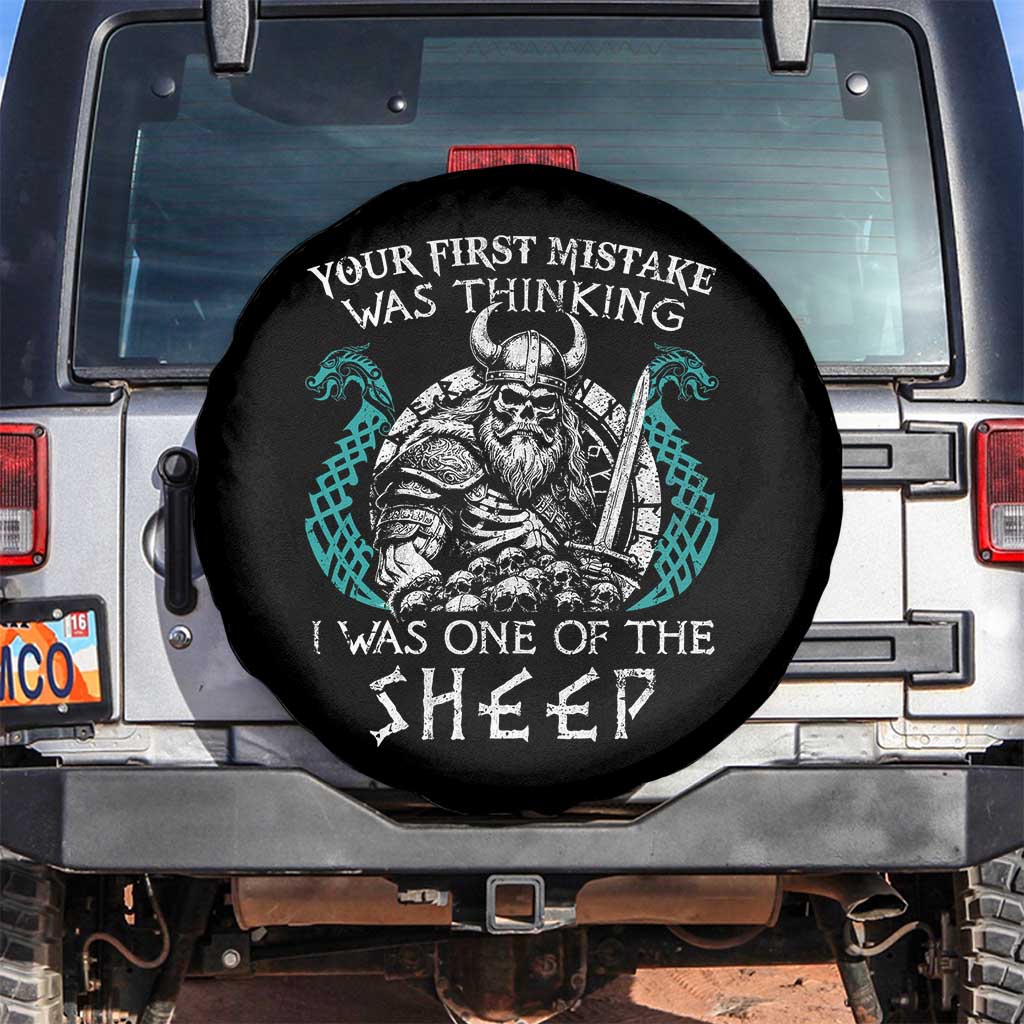 Viking Your First Mistake Was Thinking I Was One Of The Sheep Spare Tire Cover Viking Warrior TS11 No hole Black Print Your Wear