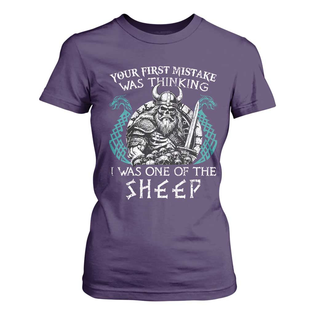 Viking Your First Mistake Was Thinking I Was One Of The Sheep T Shirt For Women Viking Warrior TS11 Purple Print Your Wear