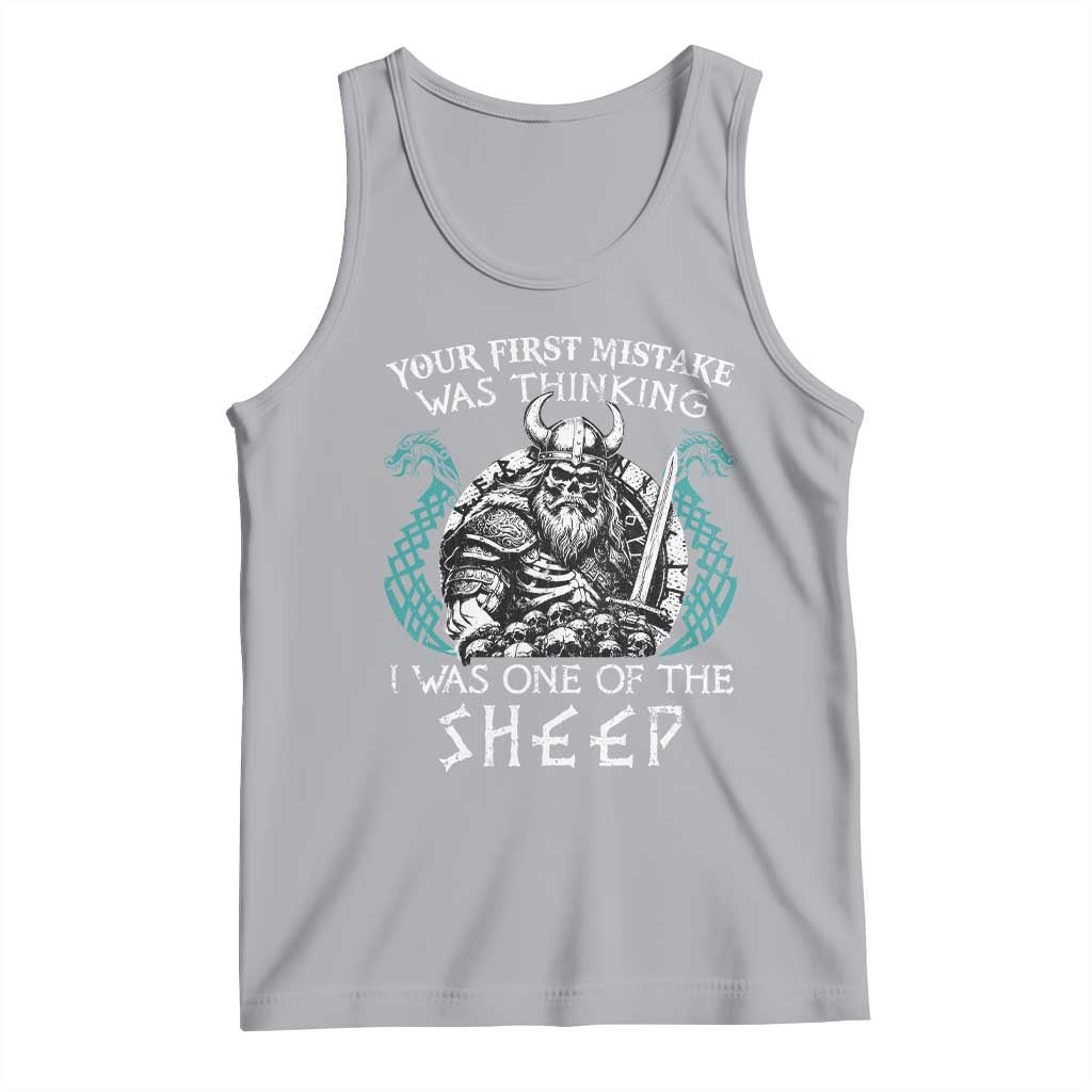 Viking Your First Mistake Was Thinking I Was One Of The Sheep Tank Top Viking Warrior TS11 Athletic Heather Print Your Wear