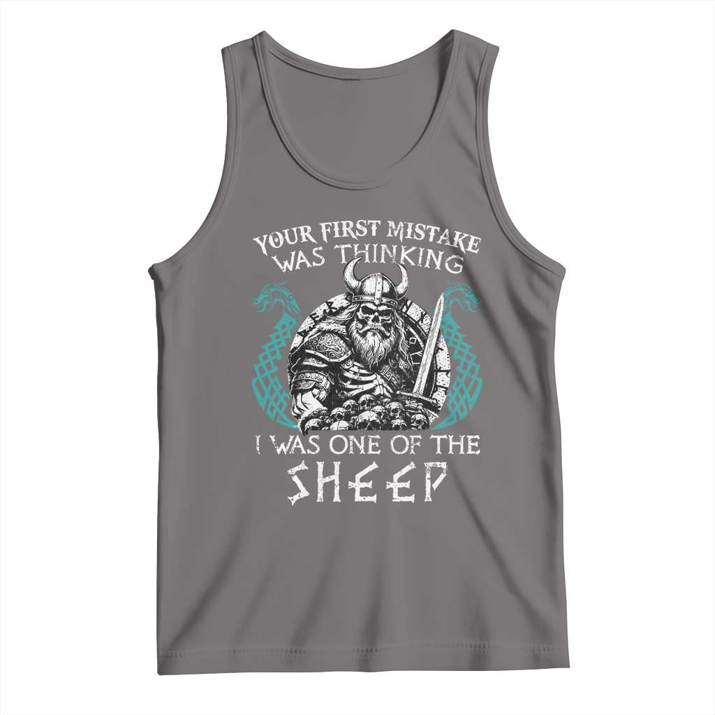 Viking Your First Mistake Was Thinking I Was One Of The Sheep Tank Top Viking Warrior TS11 Deep Heather Print Your Wear