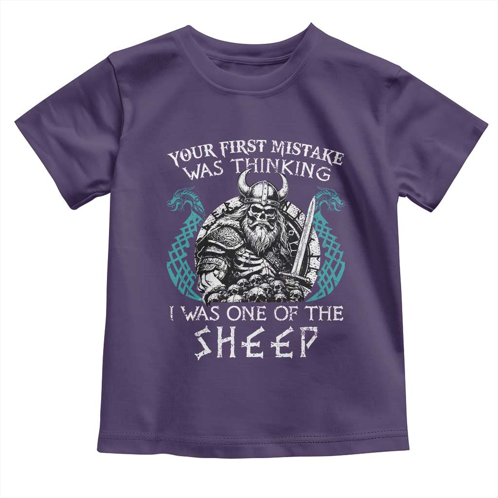 Viking Your First Mistake Was Thinking I Was One Of The Sheep Toddler T Shirt Viking Warrior TS11 Purple Print Your Wear