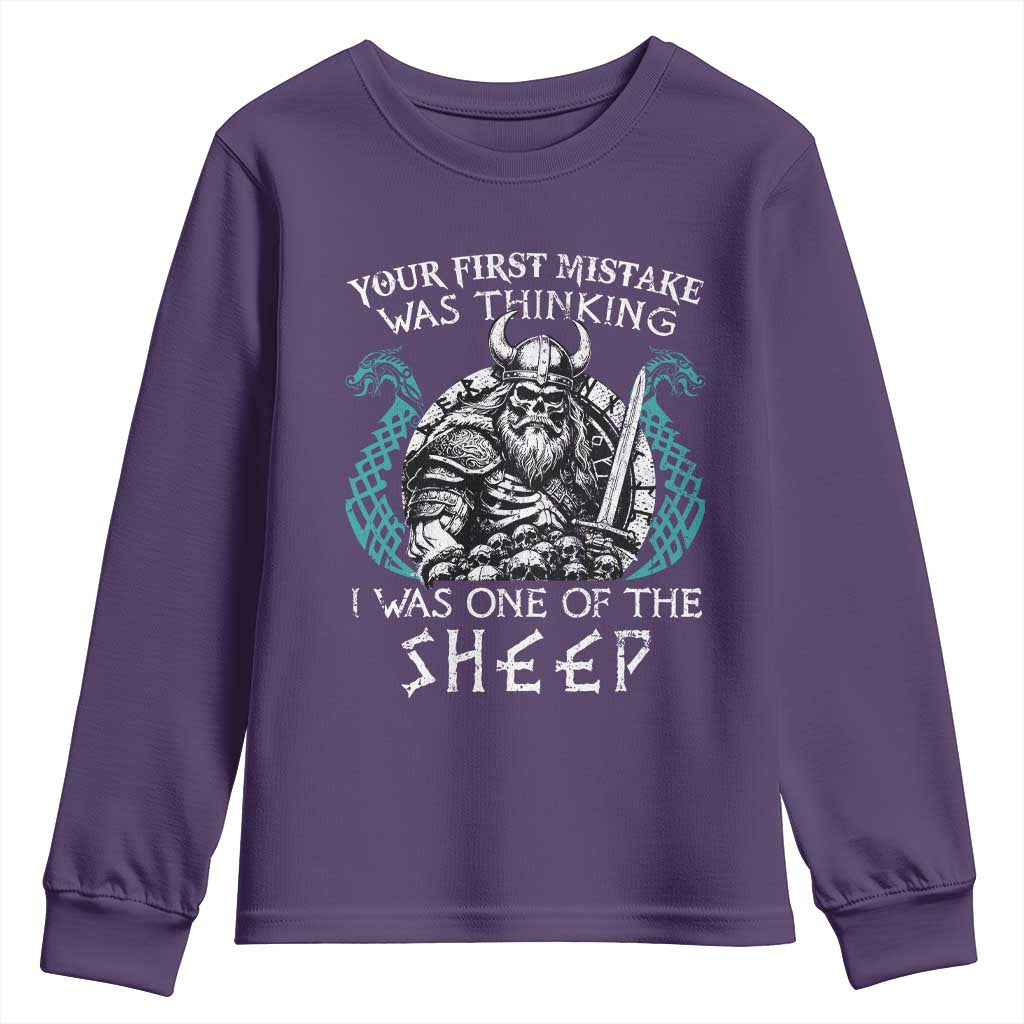 Viking Your First Mistake Was Thinking I Was One Of The Sheep Youth Sweatshirt Viking Warrior TS11 Purple Print Your Wear