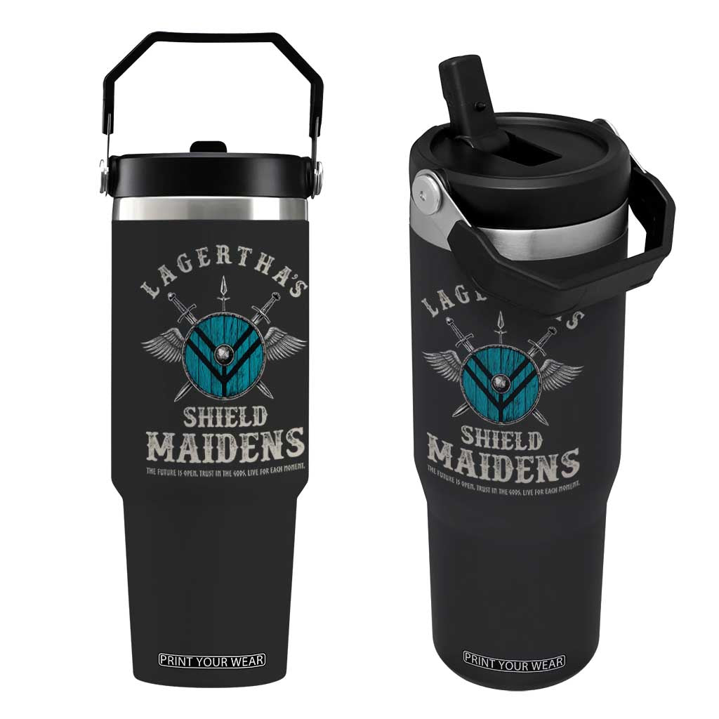 Lagertha's Shield Maidens Flip Straw Tumbler The Future Is Open Trust In The Gods Viking Warrior TS11 One Size: 30 oz Black Print Your Wear