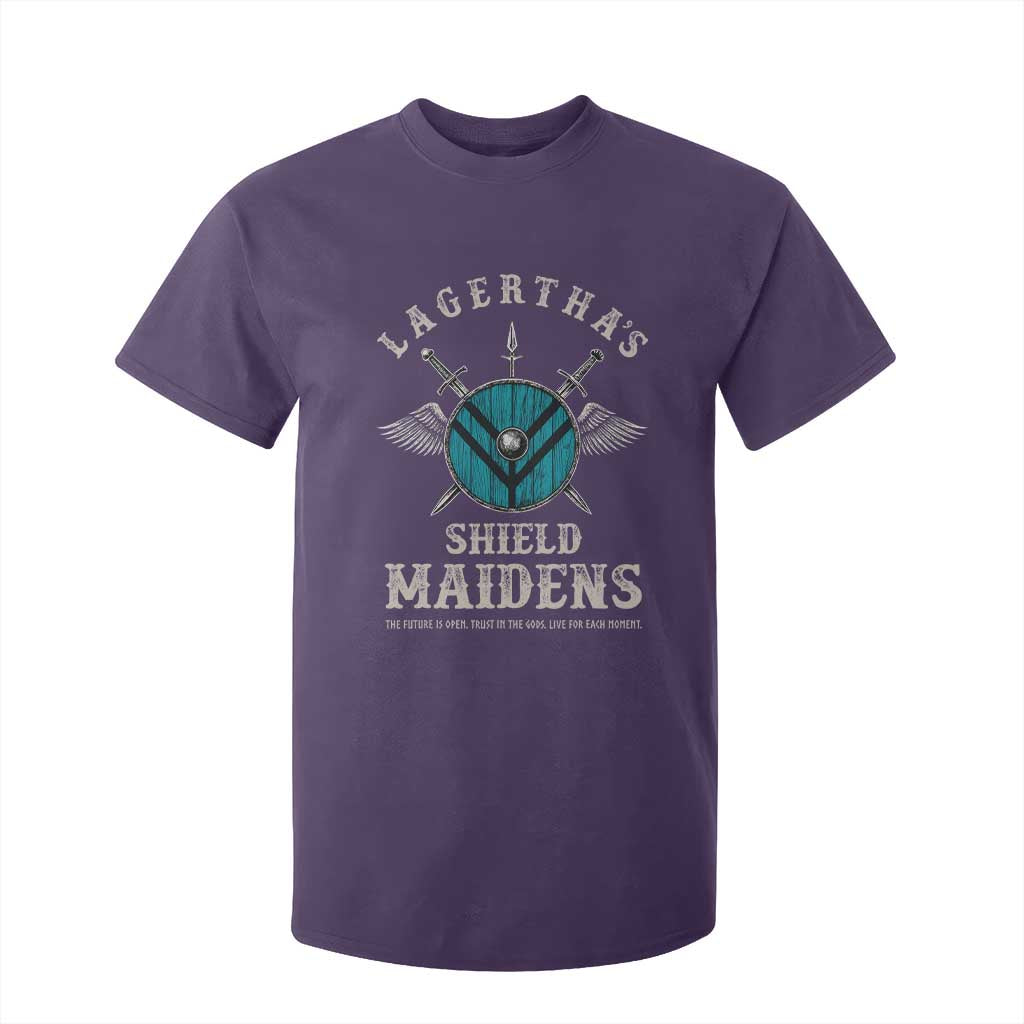 Lagertha's Shield Maidens T Shirt For Kid The Future Is Open Trust In The Gods Viking Warrior TS11 Purple Print Your Wear