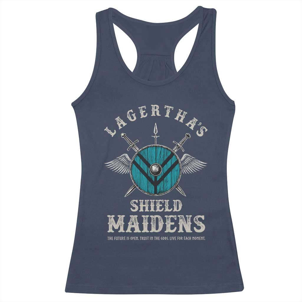 Lagertha's Shield Maidens Racerback Tank Top The Future Is Open Trust In The Gods Viking Warrior TS11 Navy Print Your Wear