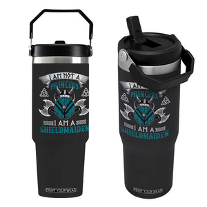Funny I Am Not A Princess I Am A Shieldmaiden Flip Straw Tumbler Viking Pride TS11 One Size: 30 oz Black Print Your Wear