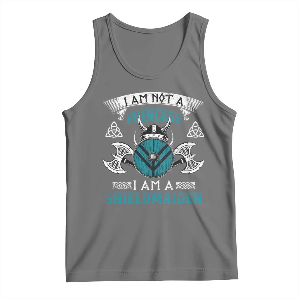 Funny I Am Not A Princess I Am A Shieldmaiden Tank Top Viking Pride TS11 Black Heather Print Your Wear