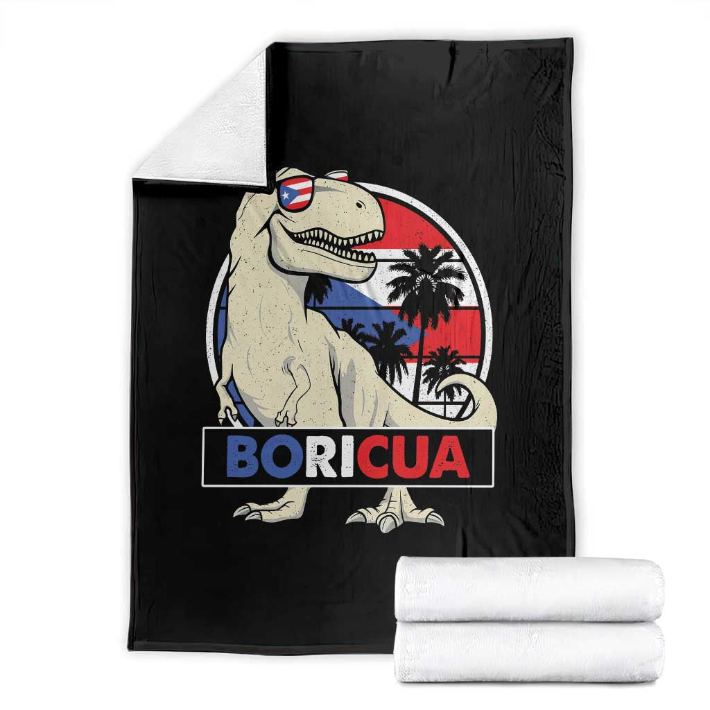 Funny Boricua Dinosaur Dino Puerto Rican Flag Hispanic Heritage Throw Blanket TS11 Black Print Your Wear