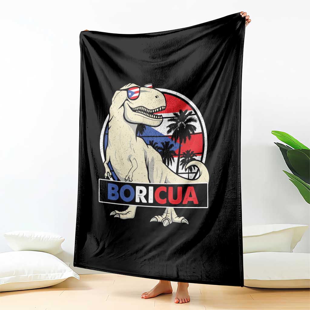 Funny Boricua Dinosaur Dino Puerto Rican Flag Hispanic Heritage Throw Blanket TS11 Print Your Wear