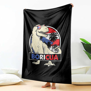 Funny Boricua Dinosaur Dino Puerto Rican Flag Hispanic Heritage Throw Blanket TS11 Print Your Wear
