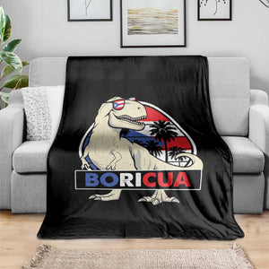 Funny Boricua Dinosaur Dino Puerto Rican Flag Hispanic Heritage Throw Blanket TS11 Print Your Wear