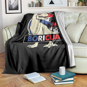 Funny Boricua Dinosaur Dino Puerto Rican Flag Hispanic Heritage Throw Blanket TS11 Print Your Wear