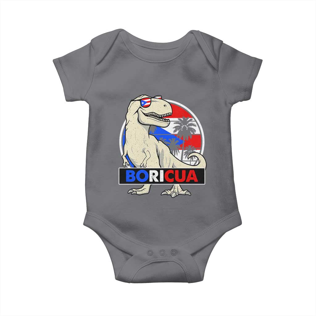 Funny Boricua Dinosaur Dino Puerto Rican Flag Hispanic Heritage Baby Onesie TS11 Charcoal Print Your Wear