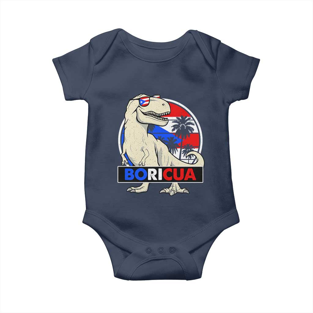 Funny Boricua Dinosaur Dino Puerto Rican Flag Hispanic Heritage Baby Onesie TS11 Navy Print Your Wear
