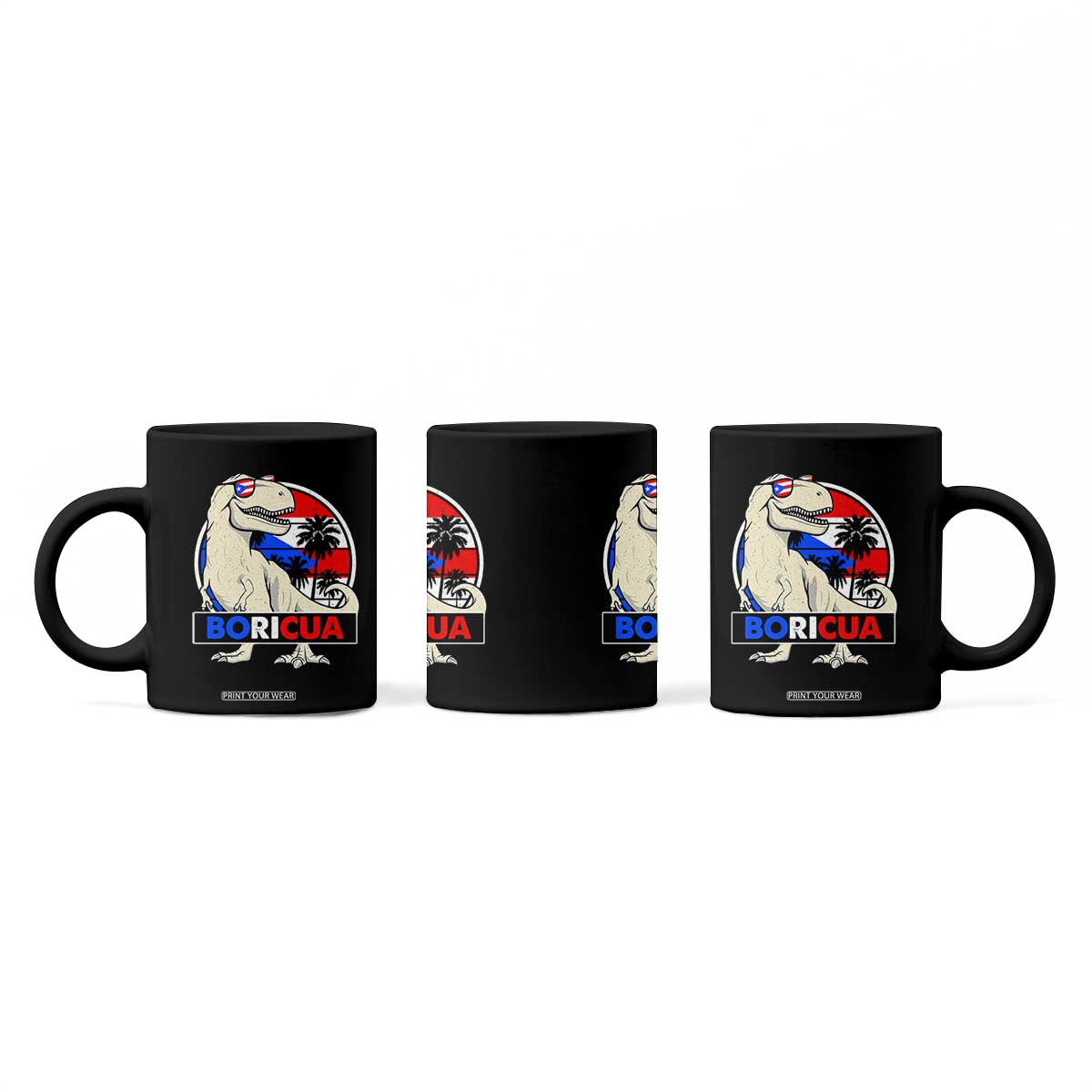 Funny Boricua Dinosaur Dino Puerto Rican Flag Hispanic Heritage Coffee Mug TS11 Print Your Wear
