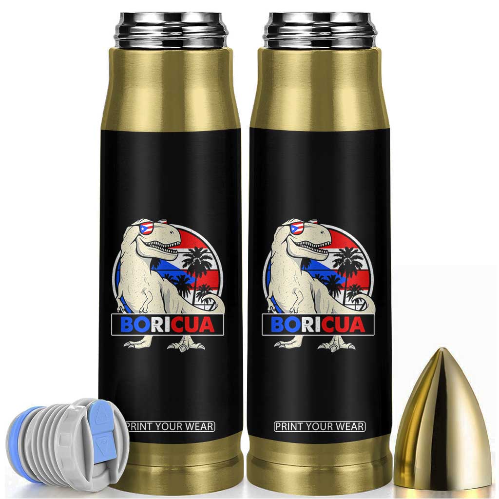 Funny Boricua Dinosaur Dino Puerto Rican Flag Hispanic Heritage Bullet Tumbler TS11 Black Print Your Wear