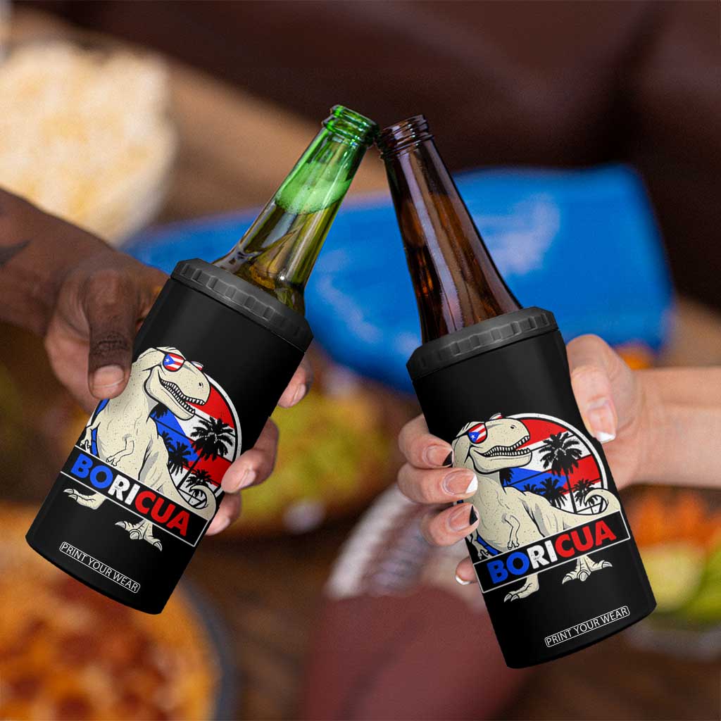 Funny Boricua Dinosaur Dino Puerto Rican Flag Hispanic Heritage 4 in 1 Can Cooler Tumbler TS11 Print Your Wear