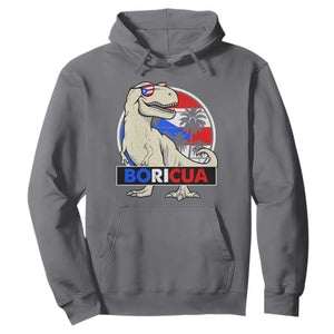 Funny Boricua Dinosaur Dino Puerto Rican Flag Hispanic Heritage Hoodie TS11 Charcoal Print Your Wear