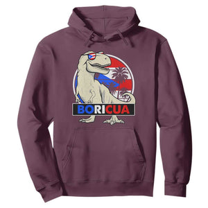 Funny Boricua Dinosaur Dino Puerto Rican Flag Hispanic Heritage Hoodie TS11 Maroon Print Your Wear