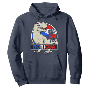 Funny Boricua Dinosaur Dino Puerto Rican Flag Hispanic Heritage Hoodie TS11 Navy Print Your Wear