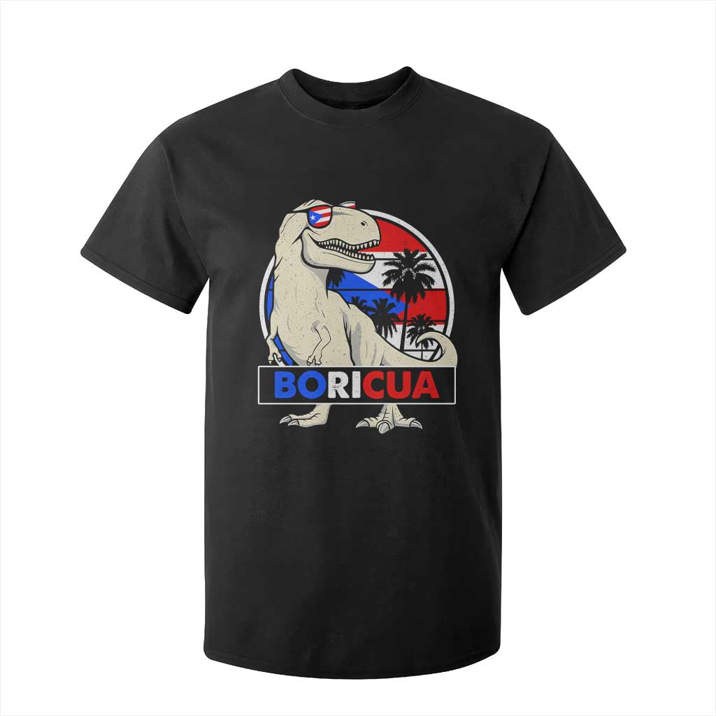 Funny Boricua Dinosaur Dino Puerto Rican Flag Hispanic Heritage T Shirt For Kid TS11 Black Print Your Wear