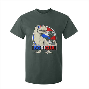 Funny Boricua Dinosaur Dino Puerto Rican Flag Hispanic Heritage T Shirt For Kid TS11 Dark Forest Green Print Your Wear