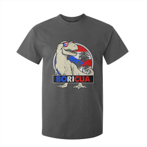 Funny Boricua Dinosaur Dino Puerto Rican Flag Hispanic Heritage T Shirt For Kid TS11 Dark Heather Print Your Wear