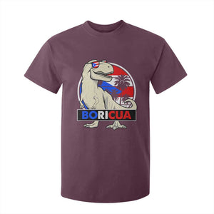 Funny Boricua Dinosaur Dino Puerto Rican Flag Hispanic Heritage T Shirt For Kid TS11 Maroon Print Your Wear