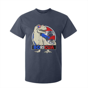 Funny Boricua Dinosaur Dino Puerto Rican Flag Hispanic Heritage T Shirt For Kid TS11 Navy Print Your Wear
