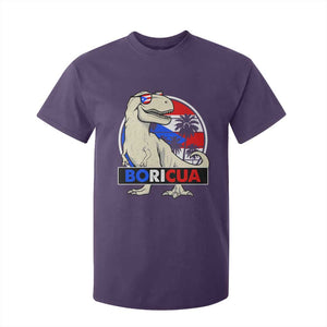Funny Boricua Dinosaur Dino Puerto Rican Flag Hispanic Heritage T Shirt For Kid TS11 Purple Print Your Wear