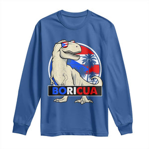 Funny Boricua Dinosaur Dino Puerto Rican Flag Hispanic Heritage Long Sleeve Shirt TS11 Royal Blue Print Your Wear