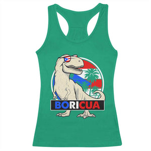 Funny Boricua Dinosaur Dino Puerto Rican Flag Hispanic Heritage Racerback Tank Top TS11 Irish Green Print Your Wear