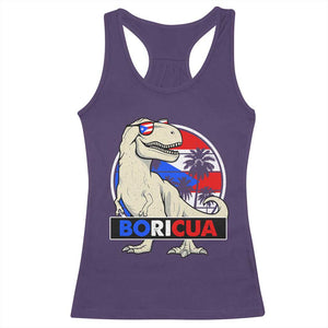 Funny Boricua Dinosaur Dino Puerto Rican Flag Hispanic Heritage Racerback Tank Top TS11 Purple Print Your Wear