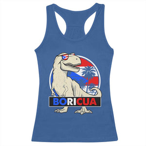 Funny Boricua Dinosaur Dino Puerto Rican Flag Hispanic Heritage Racerback Tank Top TS11 Royal Blue Print Your Wear