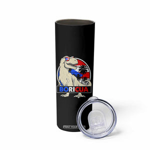 Funny Boricua Dinosaur Dino Puerto Rican Flag Hispanic Heritage Skinny Tumbler TS11 Print Your Wear