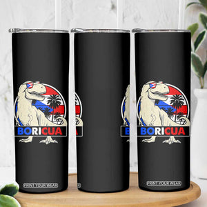 Funny Boricua Dinosaur Dino Puerto Rican Flag Hispanic Heritage Skinny Tumbler TS11 Print Your Wear