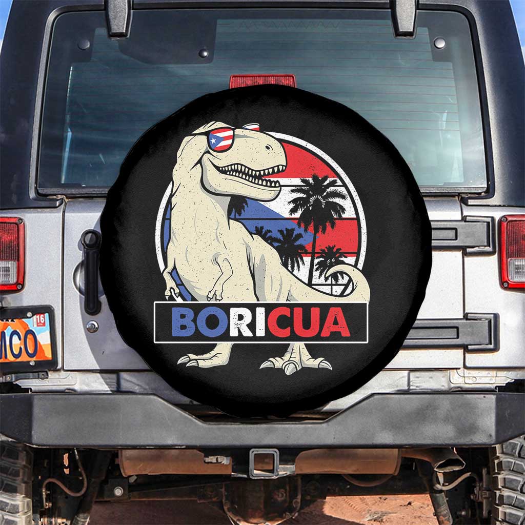Funny Boricua Dinosaur Dino Puerto Rican Flag Hispanic Heritage Spare Tire Cover TS11 No hole Black Print Your Wear