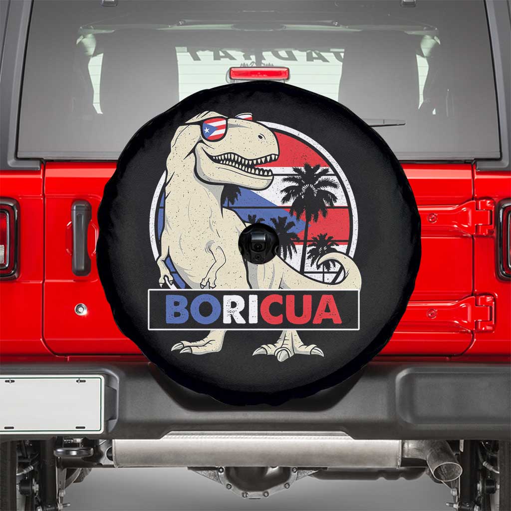 Funny Boricua Dinosaur Dino Puerto Rican Flag Hispanic Heritage Spare Tire Cover TS11 Black Print Your Wear