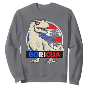 Funny Boricua Dinosaur Dino Puerto Rican Flag Hispanic Heritage Sweatshirt TS11 Charcoal Print Your Wear