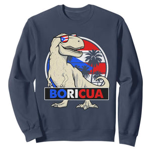 Funny Boricua Dinosaur Dino Puerto Rican Flag Hispanic Heritage Sweatshirt TS11 Navy Print Your Wear