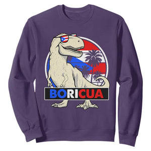 Funny Boricua Dinosaur Dino Puerto Rican Flag Hispanic Heritage Sweatshirt TS11 Purple Print Your Wear